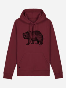 Skogs kollektion Bear sustainable hoodie Burgundy