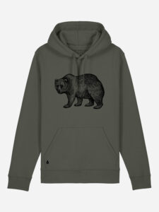 Skogs kollektion Bear sustainable hoodie Khaki