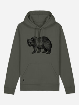 Skogs kollektion Bear sustainable hoodie Khaki