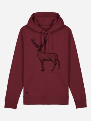 Skogs kollektion Reindeer sustainable hoodie Burgundy