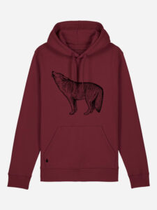 Skogs kollektion Wolf sustainable hoodie Burgundy