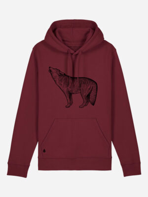 Skogs kollektion Wolf sustainable hoodie Burgundy